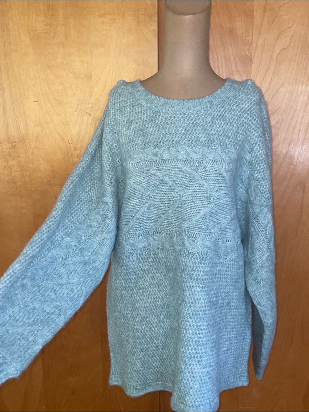 Lane Bryant Light Blue Cable-Texture Crew Neck Sweater -soft-